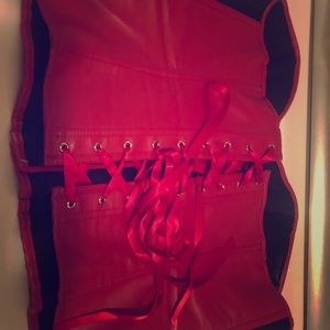 Red and black corset